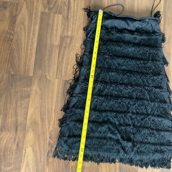 Express Black Strapless mini dress size 2 with fringe (flapper) - Picture 4 of 6